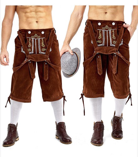 Oktoberfest Mens Lederhosen Bavarian Shorts Traditional German Suspender Wear - Picture 5 of 16