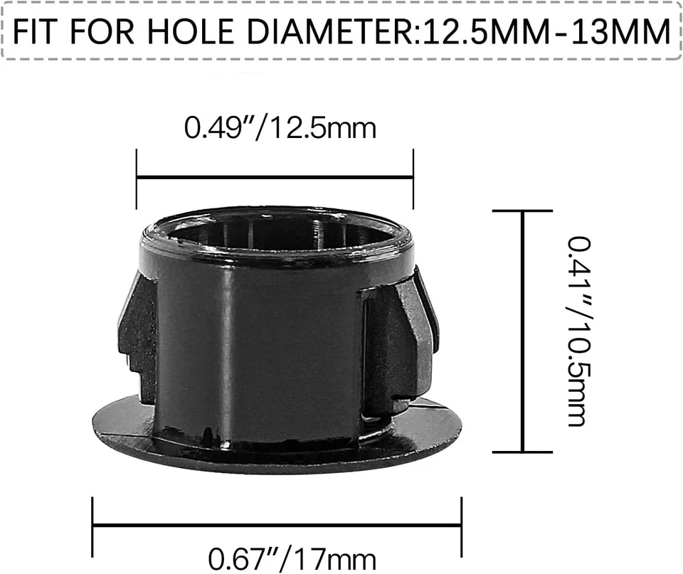 30 шт. 13 мм (1/2 дюйма) заглушки для черных отверстий, пластиковые заглушки для панели заподлицо крепеж Cov - Изображение 3 из 4