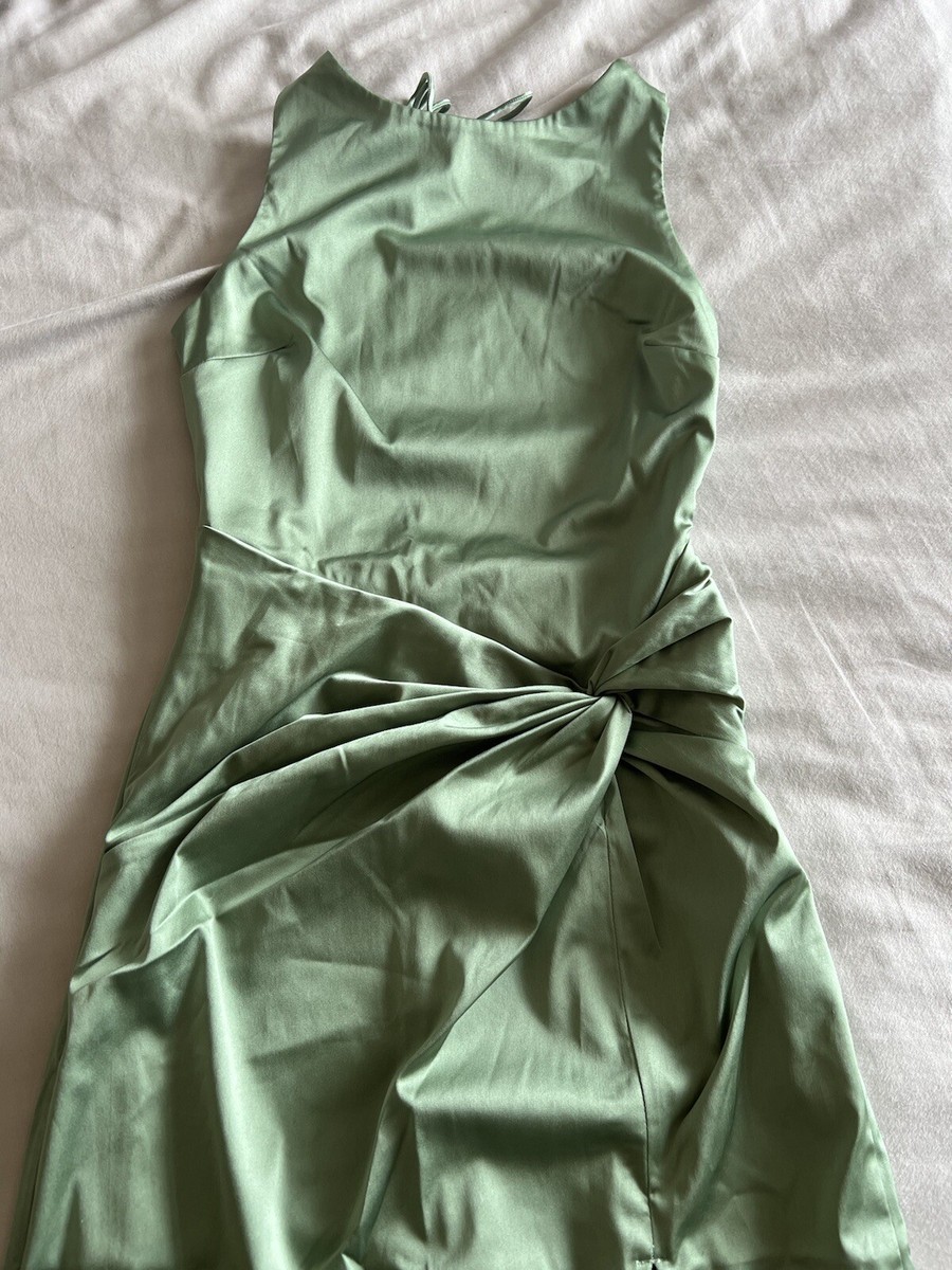 abercrombie green wrap dress & Fitch Draped Skirt Maxi Satin Sleeveless Slit S Abercrombie sage