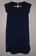 ZARA BASIC SHIFT DRESS Ruffled CAP SLEEVE Buttons @ Hem Women's LARGE  NWT