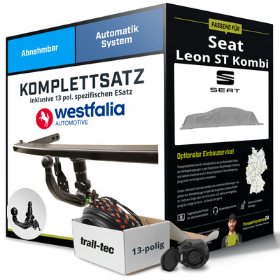 Anhängerkupplung WESTFALIA abnehmbar für SEAT Leon ST Kombi +E-Satz PKW