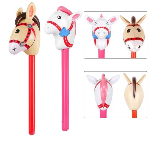 Kids Horse Riding Game Toy Outdoor Plaything Blow Up Inflatable Horse Head Stick - Afbeelding 1 van 5