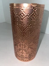 Copper Tin Punched Candle Holder Bath & Body Works 2-piece 5” Tall