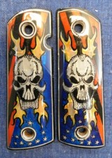 1911 FULL SIZE SKULL REAPER MOTHER OF PEARL INLAY GRIPS FAST USA SHIPPER