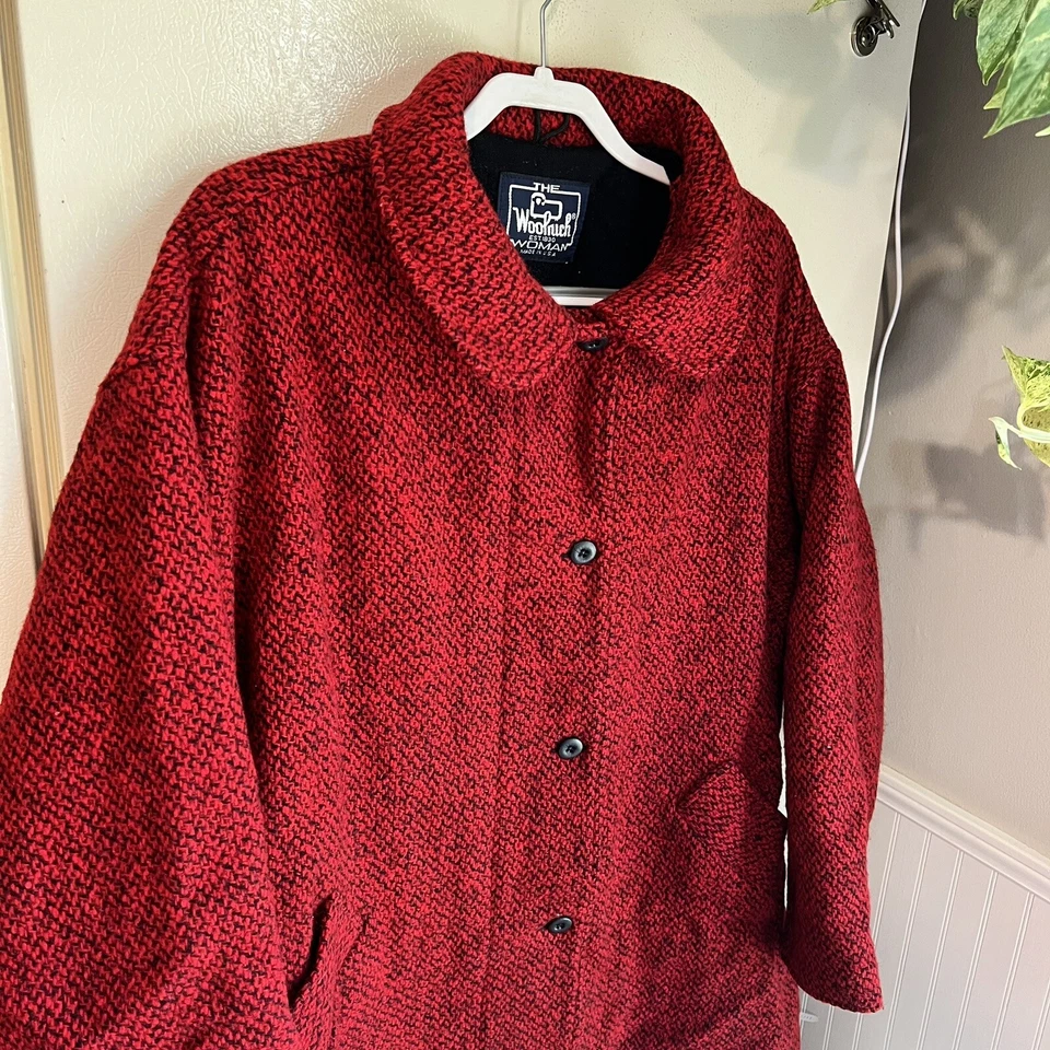 Chaqueta de Colección Woolrich Años 80 Hecha en EE. UU. 100% Lana Para Mujer Talla 2XL Abotonada Foto 3 de 4