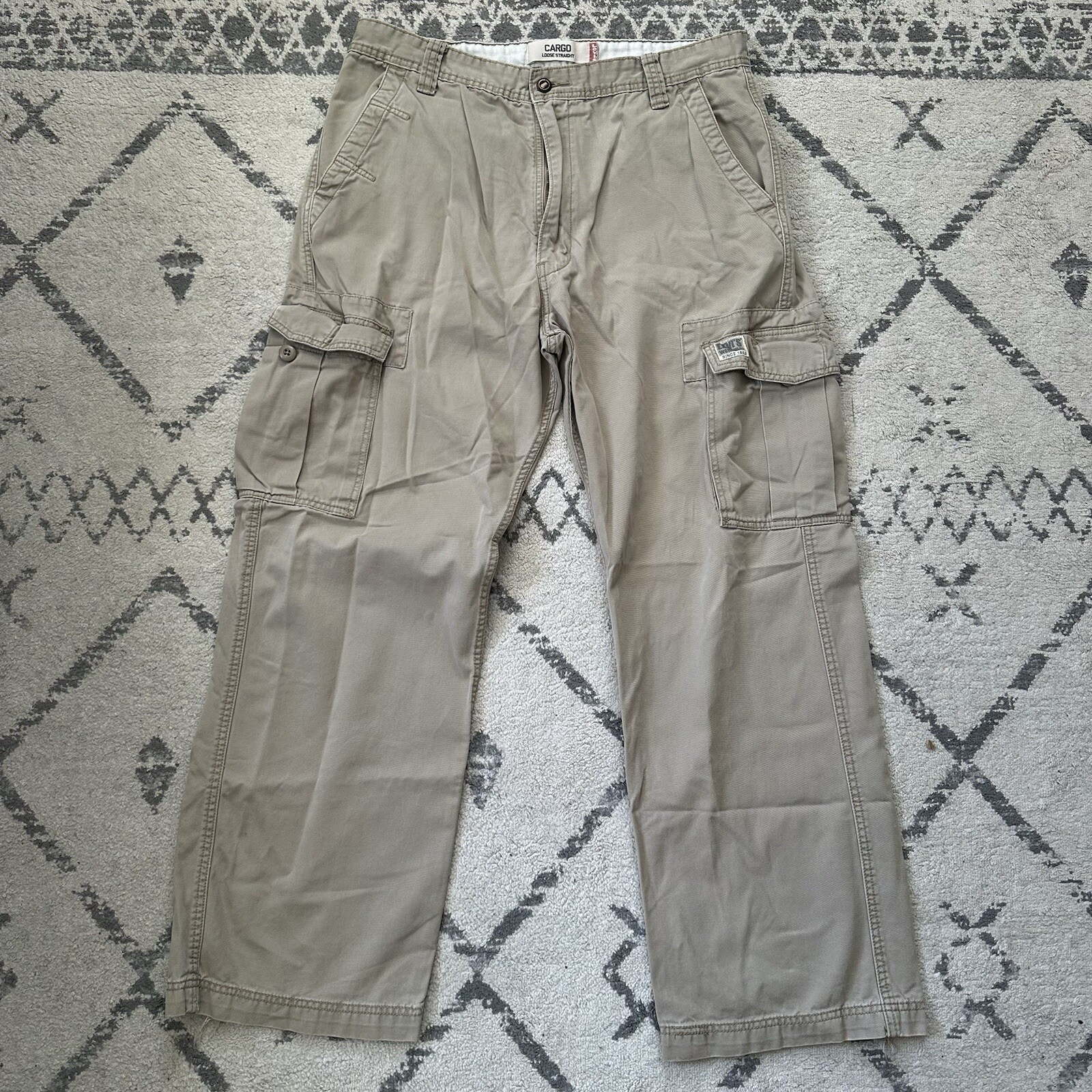 Levis Loose Straight Cargo Pants Tan Vintage Y2K Baggy Pants Men’s Size 36x32