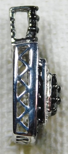 10K White GOLD, Clear & Black DIAMONDS Vintage PENDANT - Picture 3 of 5