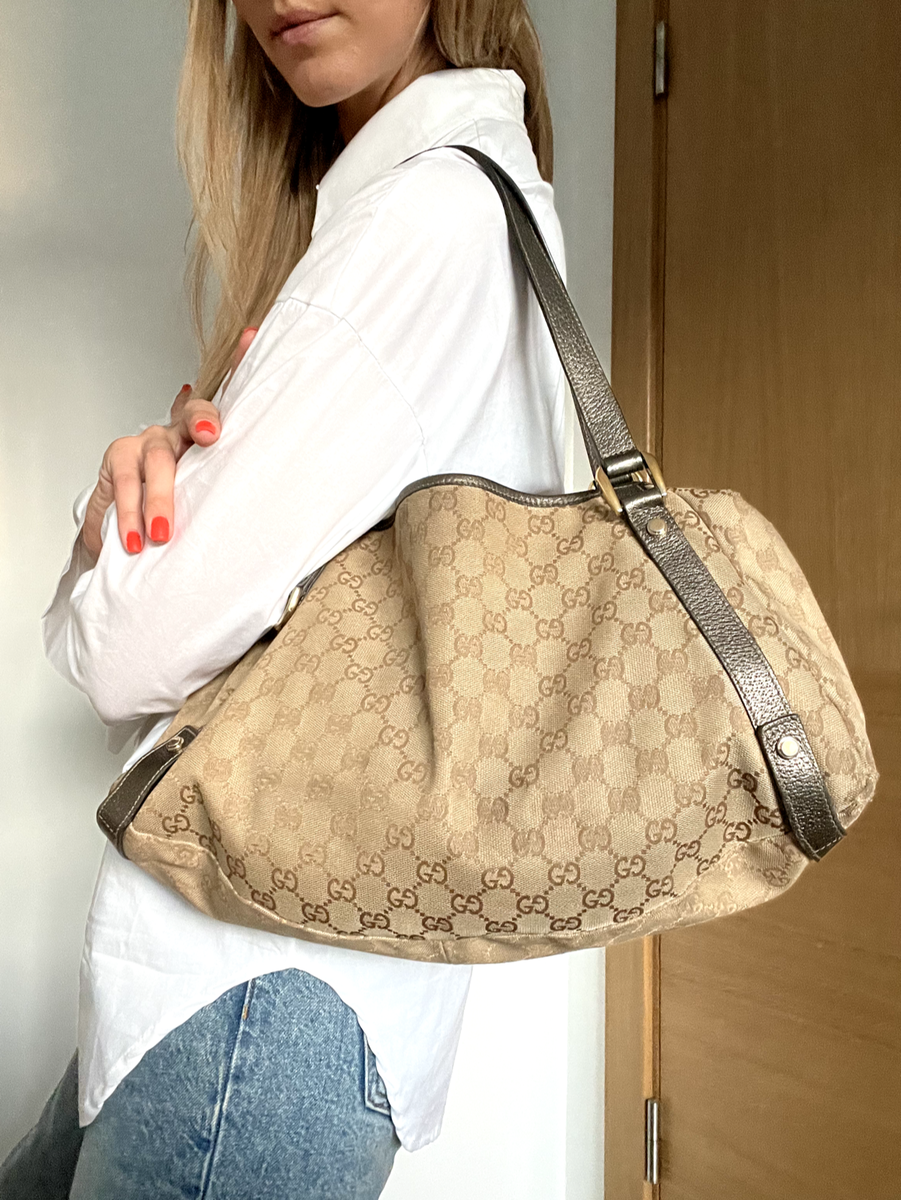 VINTAGE YT2 100% AUTHENTIC GUCCI Abbey Canvas GG Logo VINTAGE YT2 100% AUTHENTIC GUCCI Abbey Canvas GG Logo