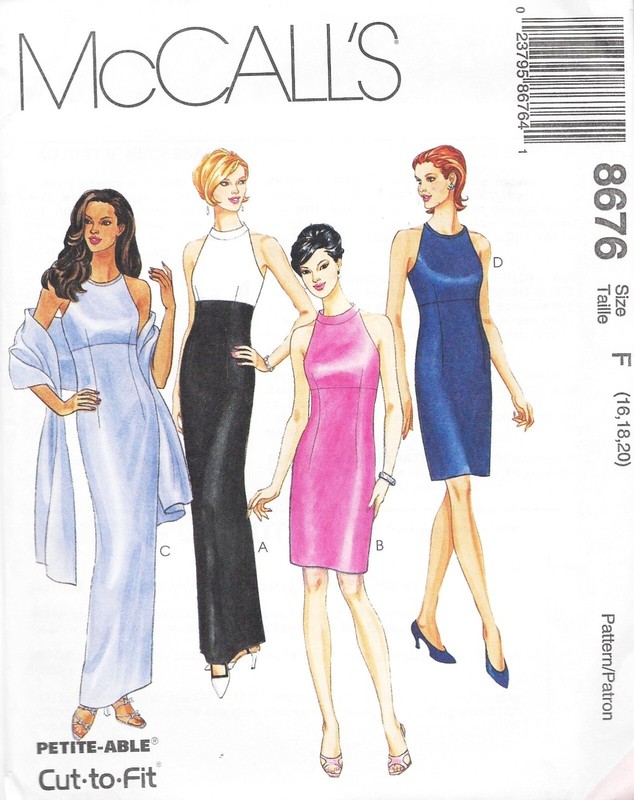 McCalls 8676 Women's Elegant Dresses  Pattern Sz 16-20.  2 lengths. Stole. 1997