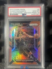 2016 Giannis Antetokounmpo Panini Prizm Orange Go Hard Or Go Home 19/49 PSA 10