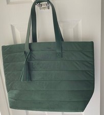 TOTE BAG - Barnes & Noble   - Dark  Green Quilted Fabric Velvet