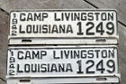 1942 WW2 Camp Livingston Louisiana  military license plate Military Army