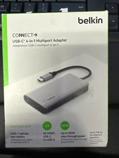 Belkin USB C Hub 4-in-1 Multi-Port Dock 4K HDMI 100W For MacBook Pro and Air