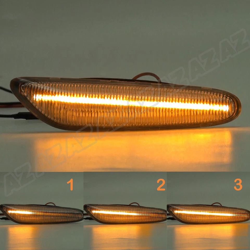 Luz de señalización lateral LED dinámica transparente 2 piezas para BMW E90 E91 E92 E60 E61 E82 Foto 2 de 4