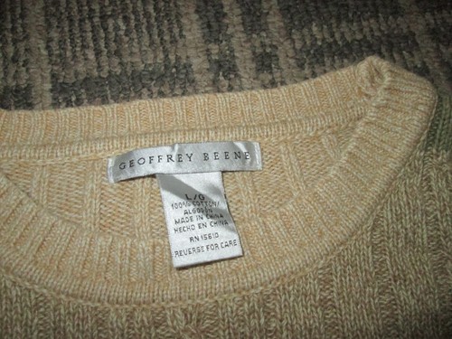 Geoffrey Beene Men's size L 42-44" Jumper sweater pullover top Crew neck cable s - Picture 2 of 3