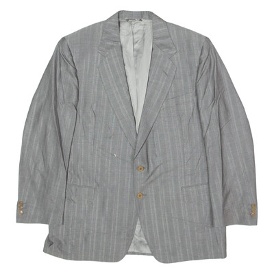 CANALI Herren Blazer Sakko Grau Wolle Nadelstreifen L