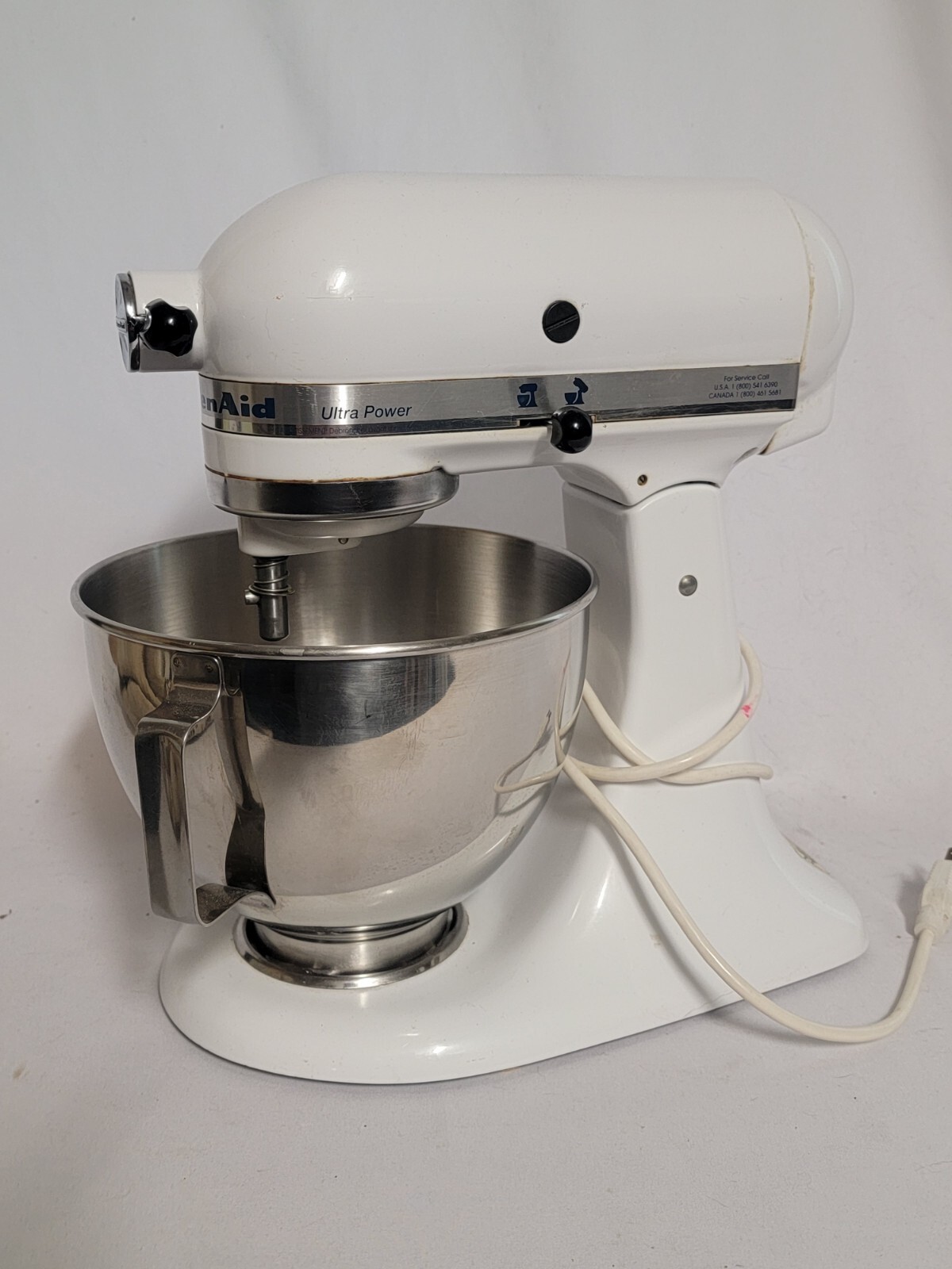 White KitchenAid KSM90 300W Ultra Power Stand Mixer W/ Attachments