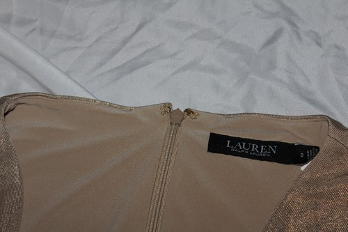 Lauren Ralph Lauren Gold Dress Women's Size 2 Metallic Shimmer - Picture 4 of 7
