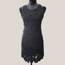 JAPNA Black Crochet Flower Dress | Lined Floral Lace Dress | Sz Small