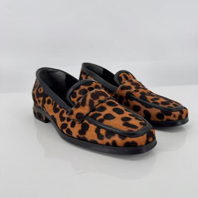 Vionic Sellah Slip-On Leopard Animal Print Calf Hair Leather Loafer Sz 