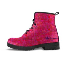 Bright Pink Red Leather Boots