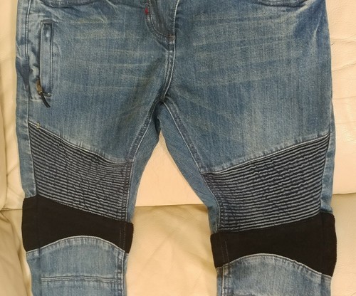 DKS Hin JEANS DONNA CIMOSA BIKER DENIM EFFETTO INVECCHIATO TAGLIA 29 X 32 NUOVO SENZA ETICHETTE - Foto 3 di 12