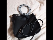Moda Luxe Very Cute Black Leather Crossbody Bag With Handles