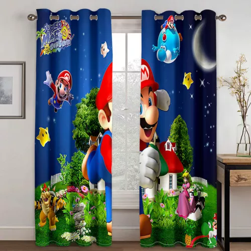 Kinder 3D Super Mario Blickdicht Vorhänge mit Ösen Junge Mädchen Vorhang Gardine - Bild 17 von 19