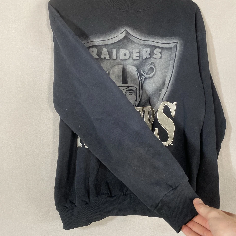 Sudadera Pullover Vintage Años 90 Los Angeles Raiders Oakland NFL 1994 Mediana Leer Foto 4 de 4