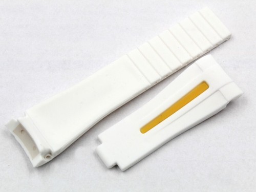 Watch Strap Silicone White Ruler Yellow 20/16mm Adjustable New Unisex Promo 50% - Picture 2 of 4