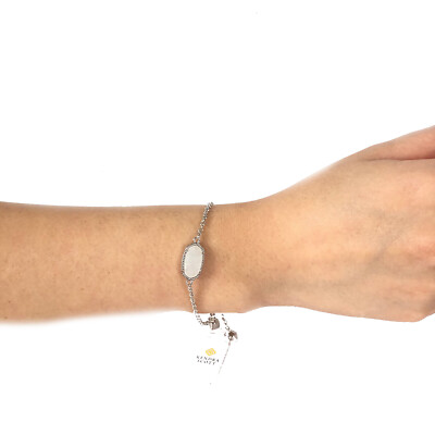 NEW Kendra Scott Elaina SILVER Iridescent Quartz Drusy Bracelet