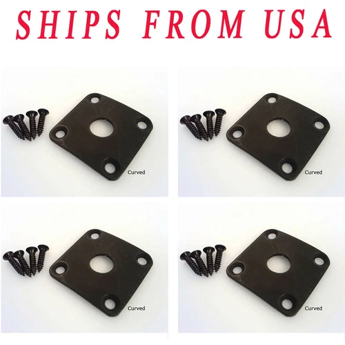 4pcs Black Curved Bottom Jack Plate Square Jackplate Plating for Gibson Les Paul