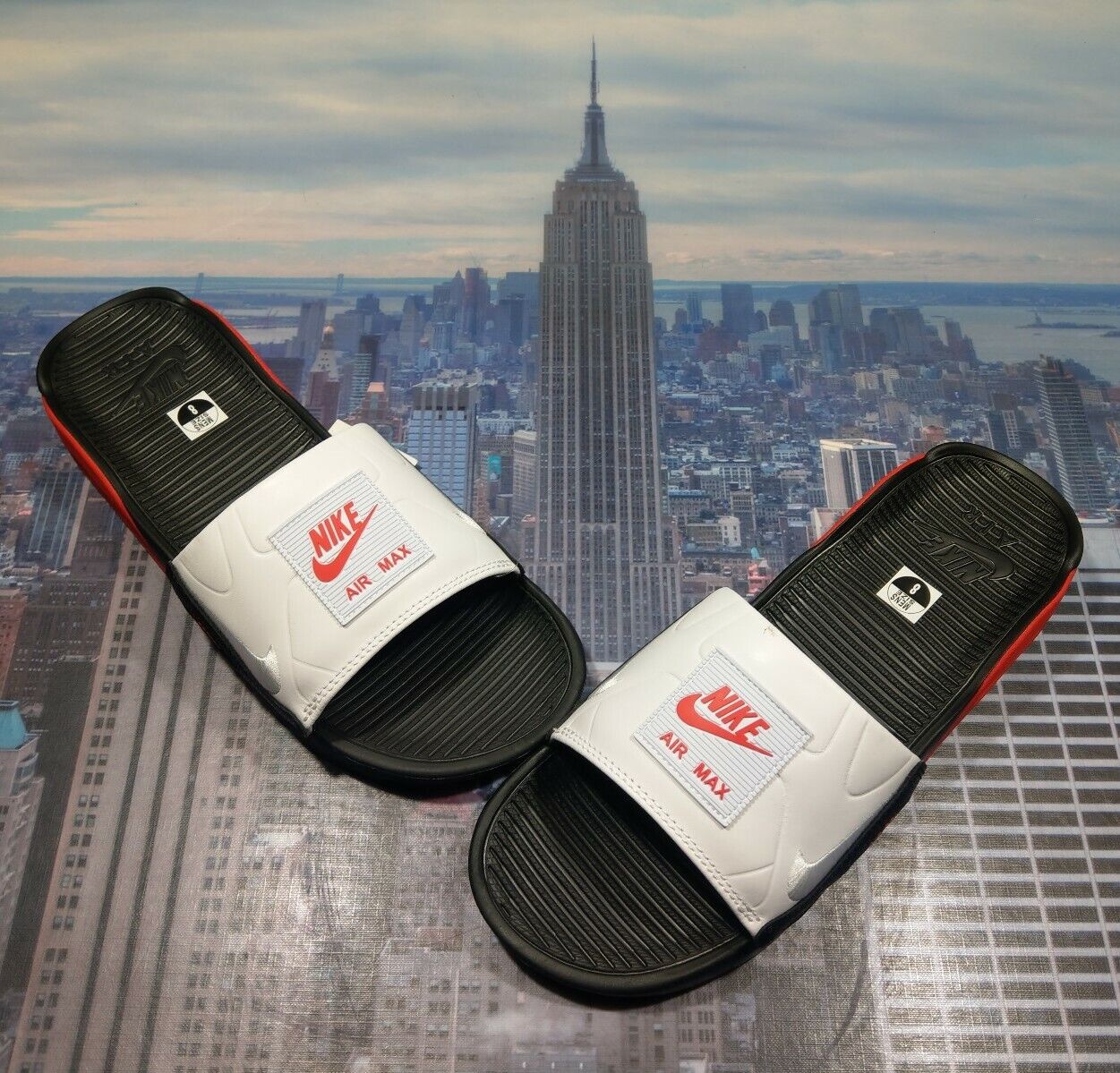 Nike Air Max 90 Slide Sandal Black/white-chile Red Mens Size 8 