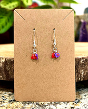 Sterling Silver Mini Red Purple Hearts Love Charms Dainty Handmade Cute Earrings