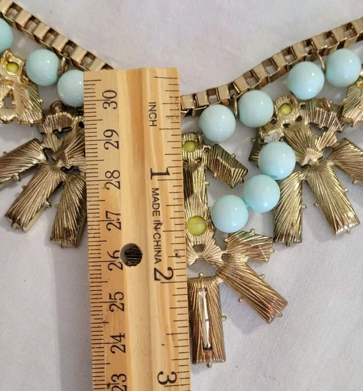 Statement Necklace Large Rectangle Rhinestones Pa… - image 11