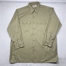 Dickies Shirt Mens 2XL XXL Tan Beige Button Up Long Sleeve Adult Work Shirt