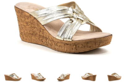 Onex Bethany Soft Platinum Leather Wedge Sandal Women's sizes 5-11