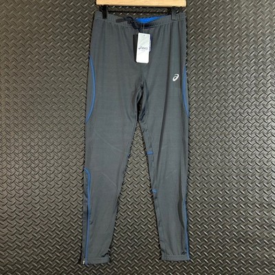 NWT Asics Dark Gray Blue Lined Tapered Athletic Active Training Pants Men's S