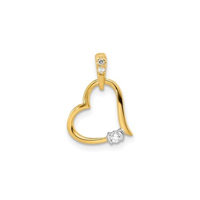 14k bicolor Gold Diamant Herz Anhänger für Frauen offenes Design Jubiläum Schmuck