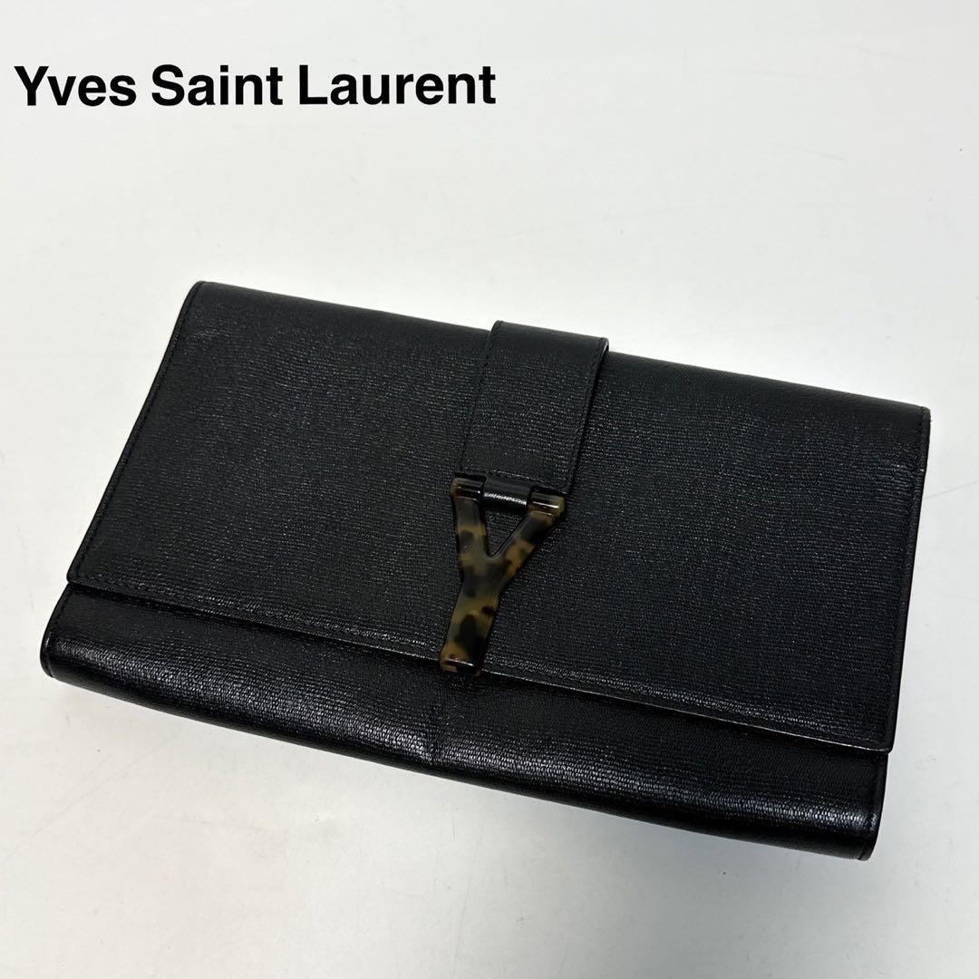 r06 Pochette Yves Saint Laurent Y Line pelle nera ottime condizioni
