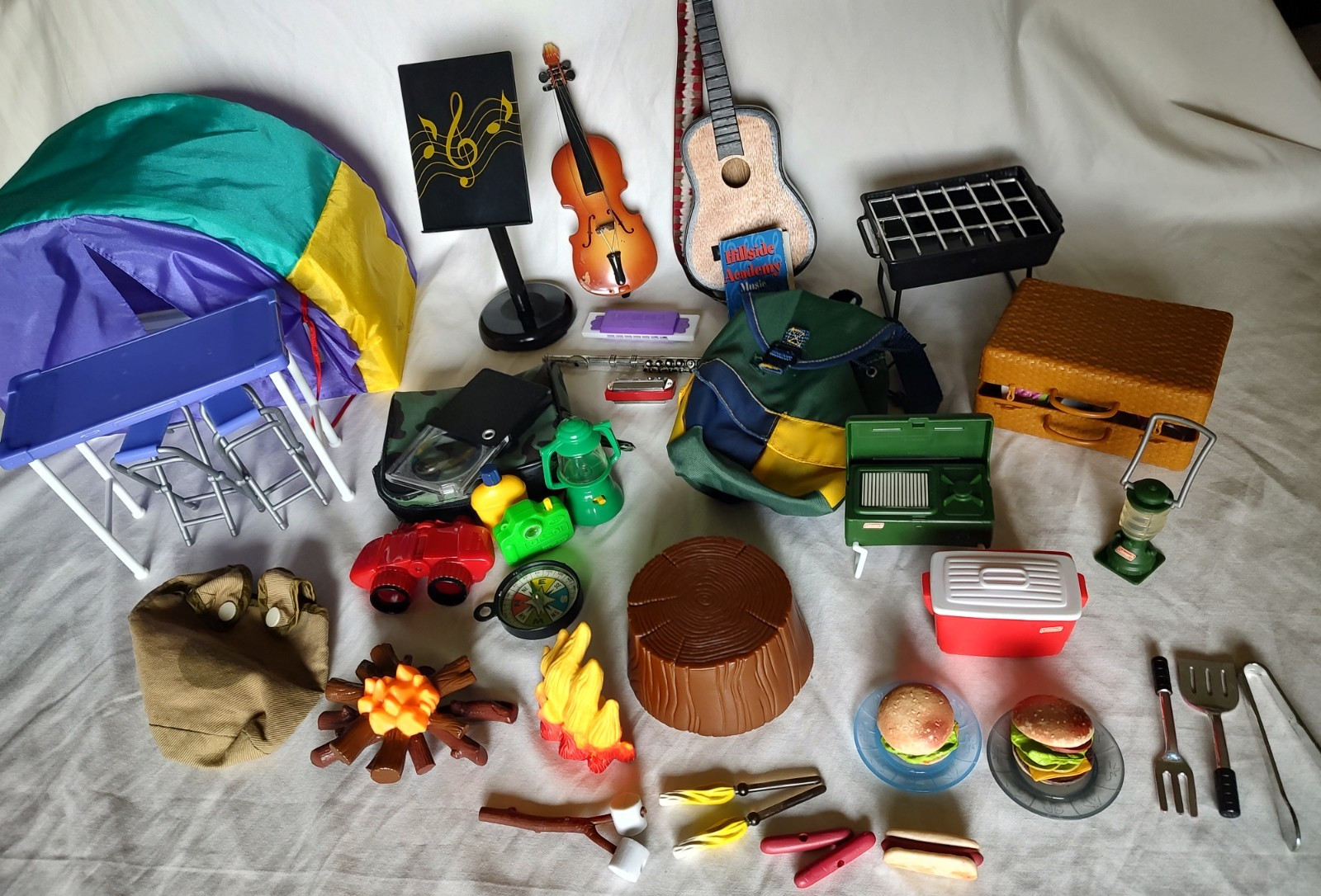 Lot Our Generation 18&rdquo; Doll Accessories Food Camp Fire Picnic Tent Instruments