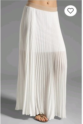 BCBGMaxAzria ESTEL Sunburst Pleated Maxi Skirt  Womens XXS White   Lined