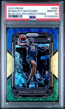 2022 PANINI PRIZM BLUE/YELLOW/GREEN CHOICE #254 BENNEDICT MATHURIN PSA 10