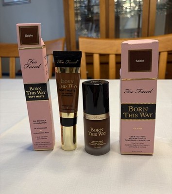 2pc Too Faced Born This Way Undetectable Oil Free & Control Foundation SABLE NIB