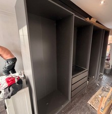 Ikea pax/komplement wardrobe x4 dark grey new 75 x 3 / 50 x 1 & 3 Drawers 