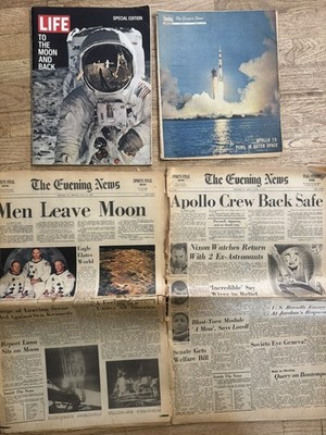 Apollo 11 & 13 Newspapers + LIFE & Newark Mag Lot 1969 1970 Space NASA+1 Apollo8