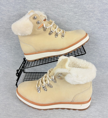Samuel Hubbard Shear Alpine Boots Womens 7 White Nubuck Shearling Comfort