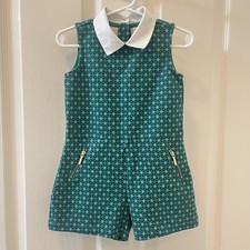 Janie and Jack Bosphorus Geo Print Ponte Romper Green Girls Size 3