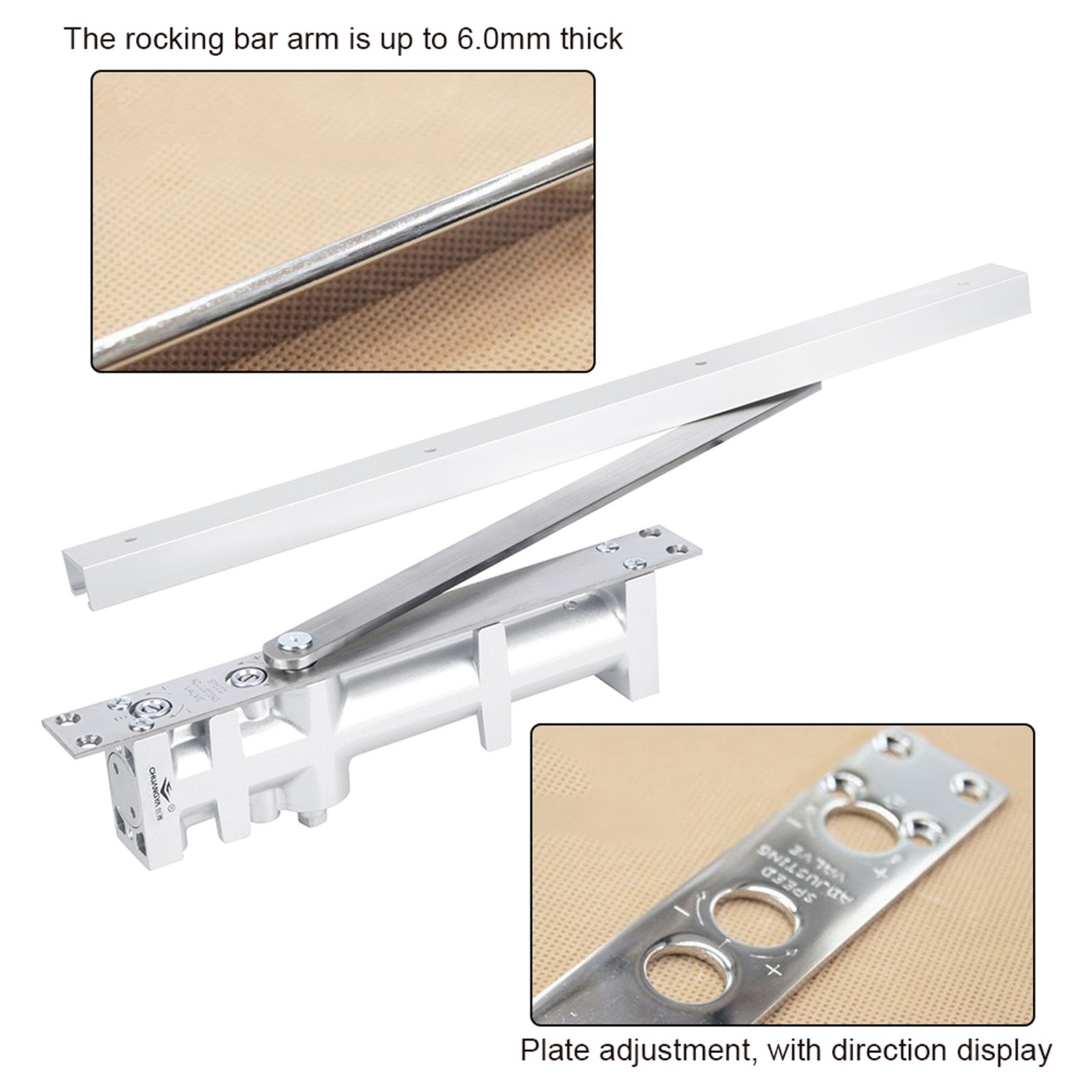 Aluminum Automatic Positioning Hydraulic Buffer Door Closers 80KG JY