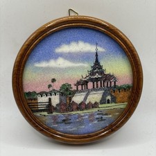 Natural Gems/Gemstone Painting of Last Royal Palace Mandalay at Sunset